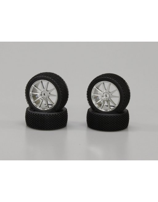 IHTH02SM Micro Bock Tire with White Wheel (Chrome IHTH02SM  - KYOSHO RC